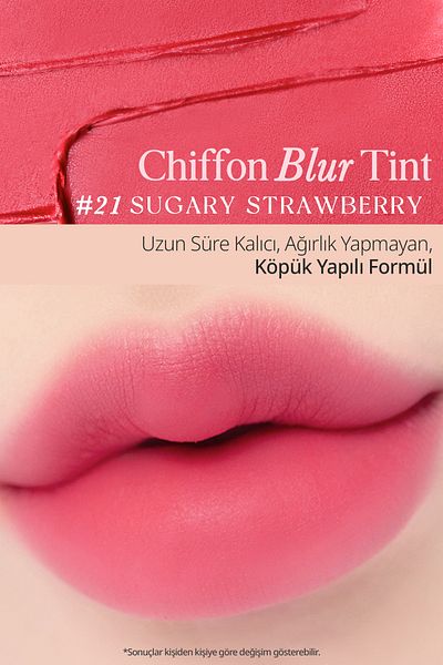 CLIO Clio Chiffon Blur Tint - Natural Look, Smooth and Velvety Texture (21 Sugary Strawberry)