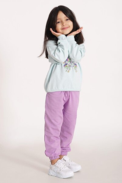 zepkids Dreamer Butterfly Printed Mint - Indigo Color Girls Tracksuit Set
