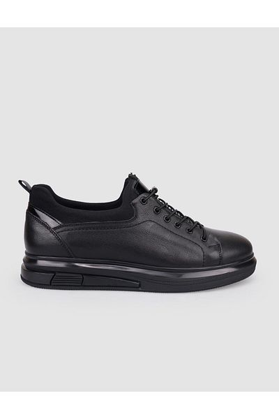 Cabani 100% Genuine Leather Black Lace-Up Men's Casual Shoes
