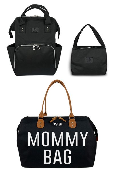 Stylo 3 Pieces Women's Baby and Child Shoulder and Back Thermal Utility Pouch Set