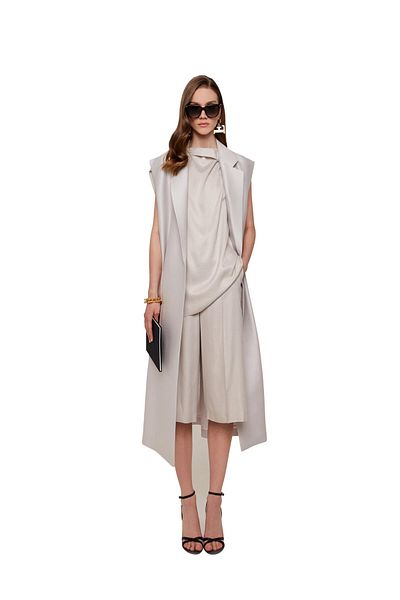 Escada Asymmetrical Ruffled Neck Tank Top