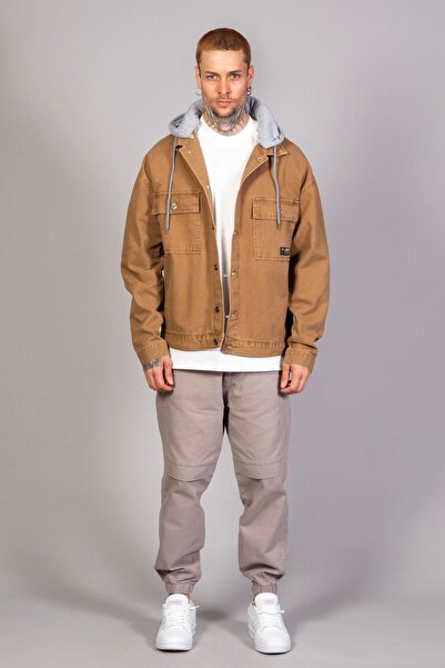 LTC Jeans Ανδρικό τζιν μπουφάν Oversize Tan - Αποσπώμενη κουκούλα