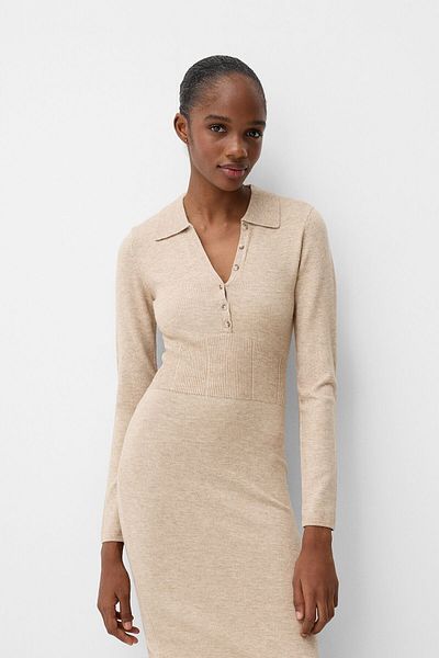 Bershka Polo Collar Midi Dress