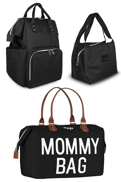 Stylo 3 Pieces Women's Baby and Child Shoulder and Back Thermal Utility Pouch Set