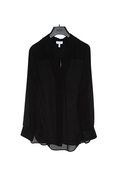 Escada Sport Uzun Kol Gömlek Yaka Siyah İpek Bluz