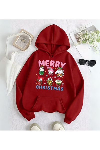 Touz Moda Суитшърт с качулка и принт Sanrio с Весела Коледа