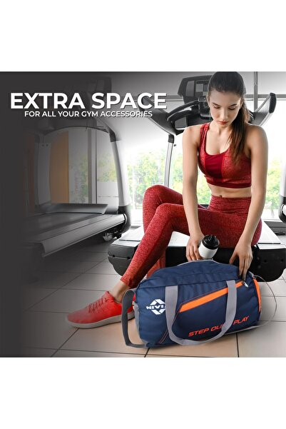 Nivia Sports Polyester Space Bag | Navy Blue/orange | Durable & Spacious | Ideal For Sports And Travel