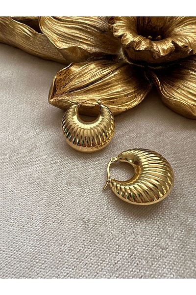 Goche Bijuteri Steel Gold Color Mushroom Earrings