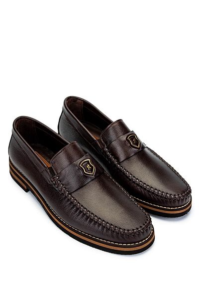 Tamer Tanca Men's Genuine Leather Brown Loafer Shoes