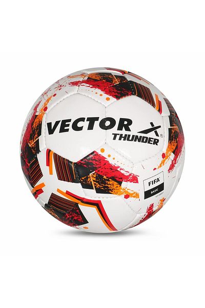 Vector X Thunder Fifa Basic Football | White/red | Size 5 | Machine Stitched | Training