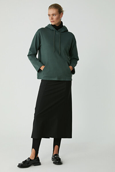 ETHIQUET Piper Γυναικεία Fleece Inside Soft Comfort Fit με κουκούλα καγκουρό με πράσινη φούτερ