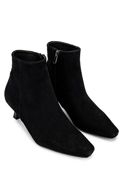 Tamer Tanca Women's Genuine Leather Black Suede Heeled Boots
