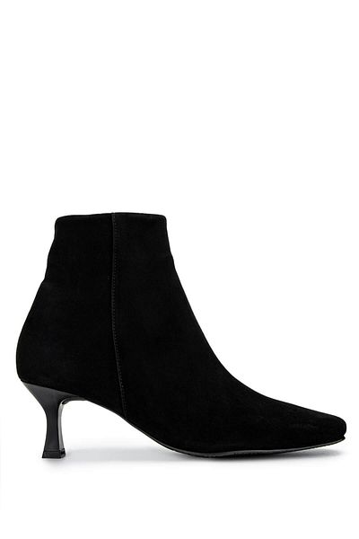 Tamer Tanca Women's Genuine Leather Black Suede Heeled Boots
