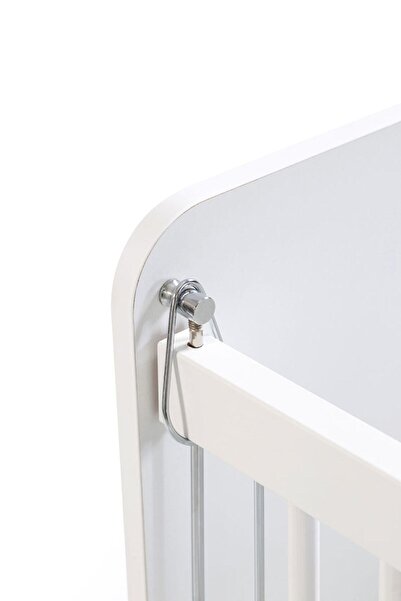 Babywhen Sallanır Tekerlekli Kademeli Anne Yanı Bebek Beşik - Bebek Yatağı - Beyaz - 60x120 Cm - Bw1090