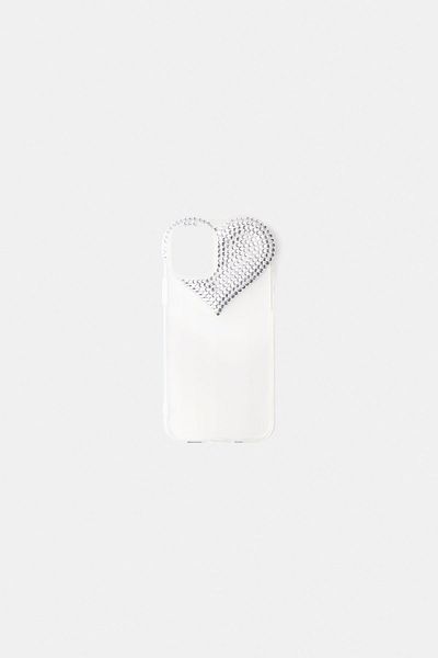 Bershka Rhinestone heart iPhone case