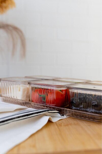 Flora 6 Bölmeli Tepsili Ve Kapaklı 13 Parça Kahvaltılık Seti, Saklama Kabı