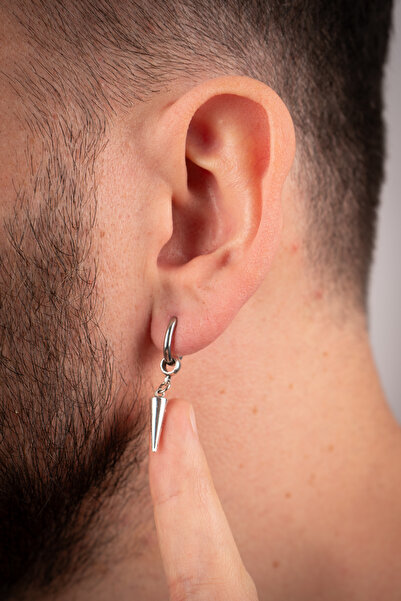 Piercing Market Steel & Silver Erkek Çelik Halka Sallantılı Şık Küpe Paslanma Kararma Yapmaz