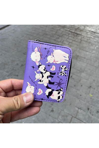 Karakedi Κοντό πορτοφόλι Purple Cute Lambs