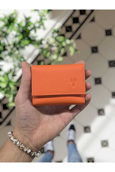 VİSSO Orange 660 Portakal Renk Dünyası Hakiki Deri Cüzdan Çanta Kartlık Kadın...