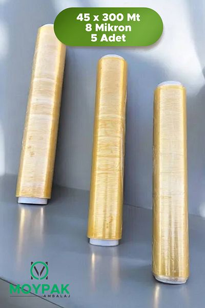 MOYPAK Food Stretch Film 45X300 Meters 5 Pieces (Real 300 Meters) Yellow Food Stretch
