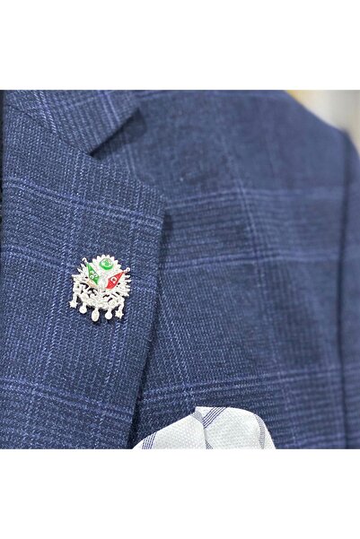 Sima Silver Gümüş Osmanlı Tuğra Yazılı Erkek Rozet Yaka Iğnesi Takı