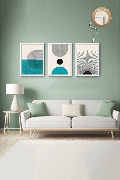 wudie Pictură decorativă din 3 piese, cu cadru din lemn, pictură abstractă, p...