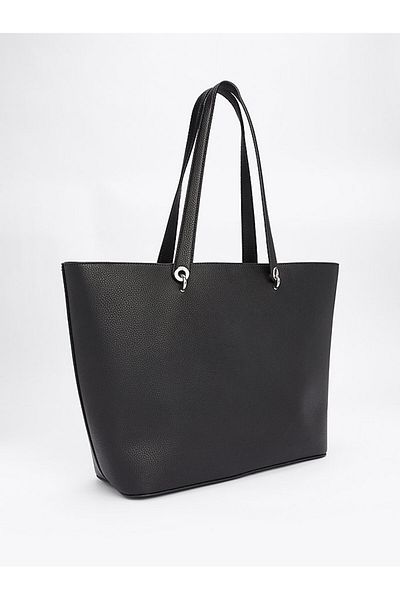 Tommy Hilfiger Black Leather Women's Shoulder Bag - Daily Use, with Card Compartment AW0AW15178-BDS