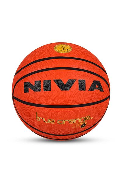 Nivia True Rubber Basketball | Orange | Size 6 | Training/match | Waterproof | Composite