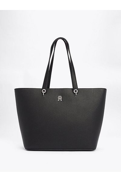 Tommy Hilfiger Black Leather Women's Shoulder Bag - Daily Use, with Card Compartment AW0AW15178-BDS