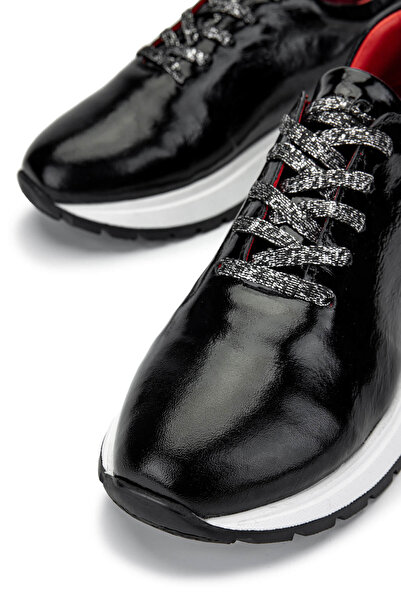 Tamer Tanca Kadın Hakiki Deri Siyah Rugan Sneakers & Spor Ayakkabı