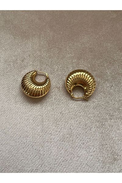 Goche Bijuteri Steel Gold Color Mushroom Earrings