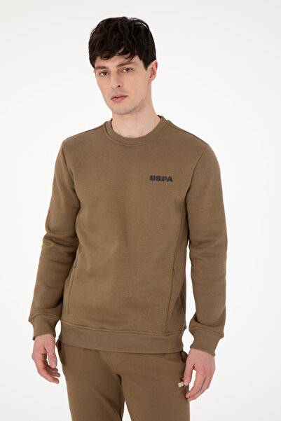 U.S. Polo Assn. Men's Regular Fit Crew Neck Khaki Sweatshirt 50292362-Vr027