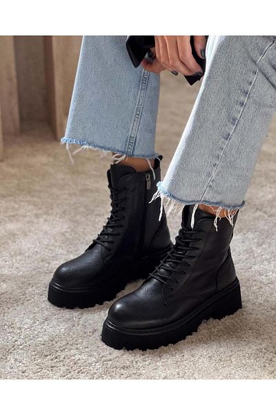 Zuum Γυναικείες μπότες Wif Black από γνήσιο δέρμα - 100%