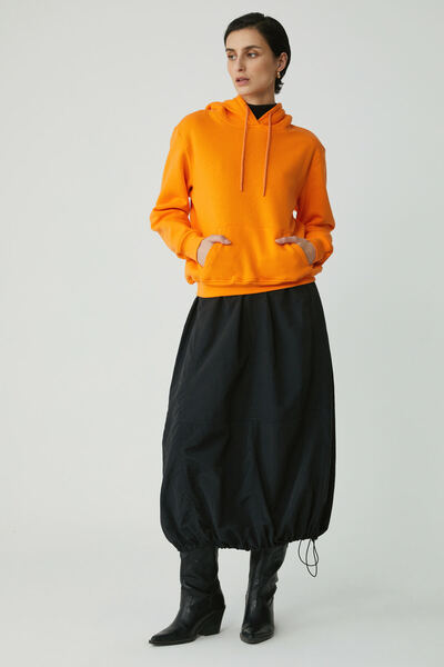 ETHIQUET Γυναικείο φούτερ Diane Comfort Fit με κουκούλα πορτοκαλί με φλις εσωτερικά