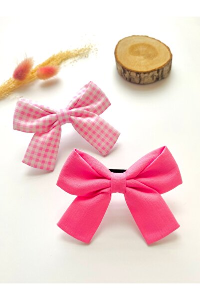 seyranat Set of 2 Pink Patterned Bow and Hair Clip for Baby Girl