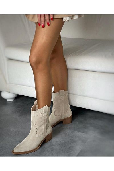 Zuum Γυναικείες μπότες Garcia 100% γνήσιο δέρμα Dallas - Beige Suede