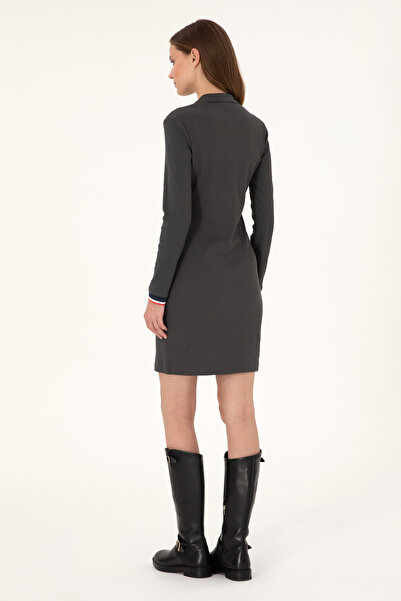 U.S. Polo Assn. Kadın Antrasit Melanj Mini Boy Triko Elbise 50297129-VR081