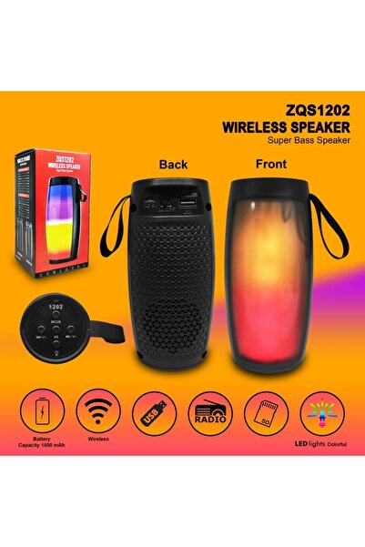 Aksesuar Zqs-1202 Taşınabilir Bluetooth Hoparlör Rgb Işıklı Bluetooth Speaker 5w