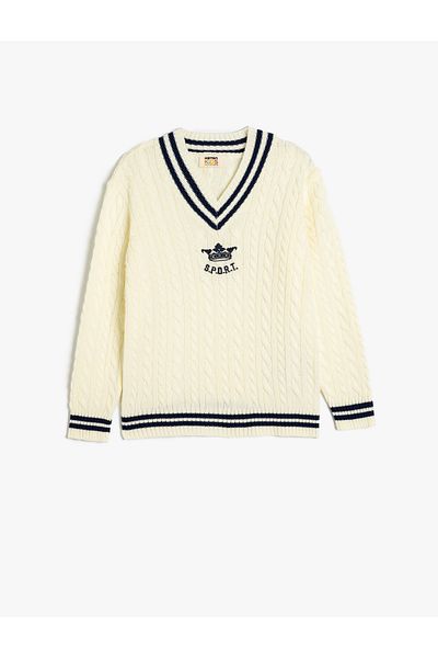 Koton Boy's Ecru Sweater - 5Wkb90013Ht