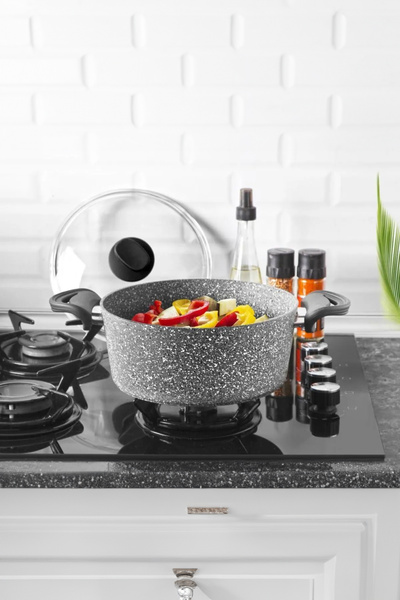 LAVONNI Diez 7 Piece Granite Cookware Set - Gray