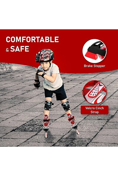 VEERA V732 Inline Adjustable Skating Shoes Medium Size 34 EUR (UK 1.5) - 38 EUR (UK 5) | Kids