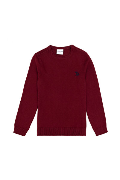 U.S. Polo Assn. Erkek Çocuk Bordo Basic Bisiklet Yaka Kazak 50294188-VR014