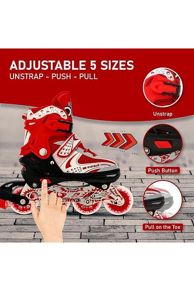 VEERA V732 Inline Adjustable Skating Shoes Medium Size 34 EUR (UK 1.5) - 38 EUR (UK 5) | Kids