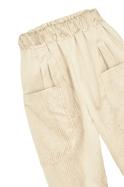 Catz Kids 2'li Paket Yumuşak Kadife Boyfriend Pantolon ( Haki&Krem )