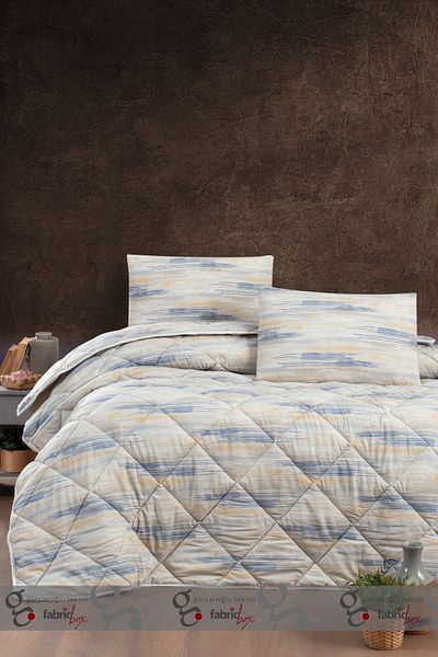 Fabric Box Double Patterned Quilt Set Washable Quilt 195 x 215 cm + 2 Pillowcases