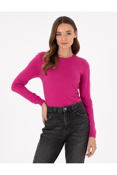 Pierre Cardin Fuşya Slim Fit Basic Kazak 50300769-VR023