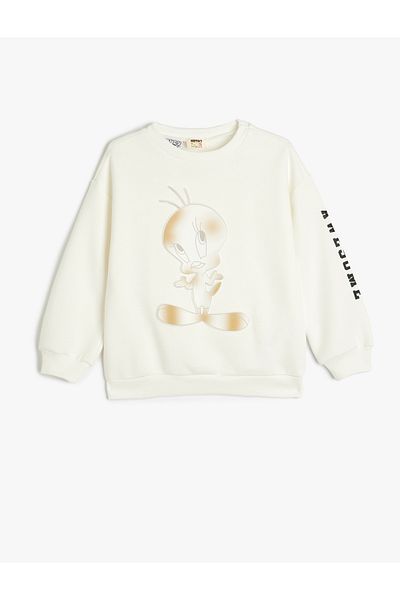Koton Licensed Tweety Sweatshirt - Crew Neck, Long Sleeve, Raster