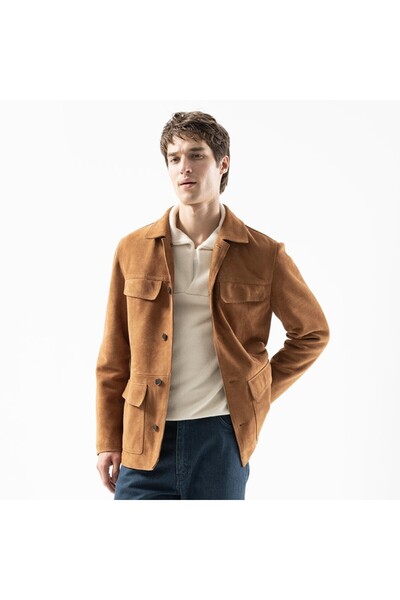 Desa Arnie Tan Men's Suede Leather Jacket