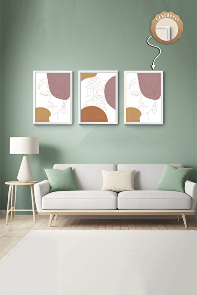 wudie Pictură decorativă din 3 piese, cu cadru din lemn, pictură abstractă, p...