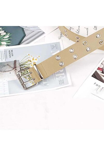 Karakedi Бежевий ремінь з деталями з шкіри